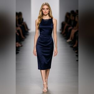 Betsy & Adam Womens Navy Dress Size 4 Sexy back ruched bottom‎ wedding fancy